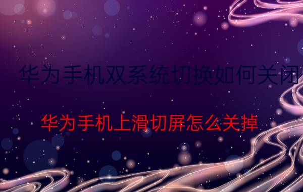 华为手机双系统切换如何关闭 华为手机上滑切屏怎么关掉？